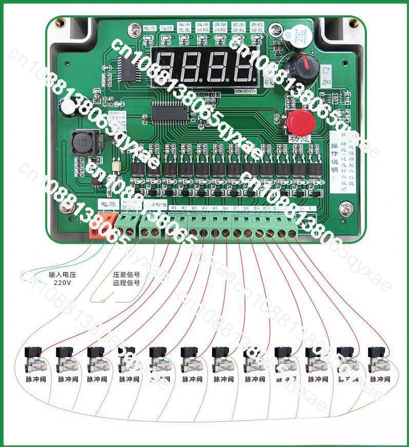 Bag Filter Online and Offline Programmable Pulse Control Instrument Electromagnetic Pulse Valve 1-72 220V24V