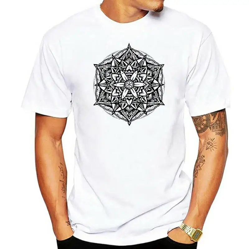 Antidazzle Short Sleeve Seal Of Solomon Sacred Geometry Mandala Solid Men T Shirt Cotton Oversize Male TShirt Fitness Tees Shirt