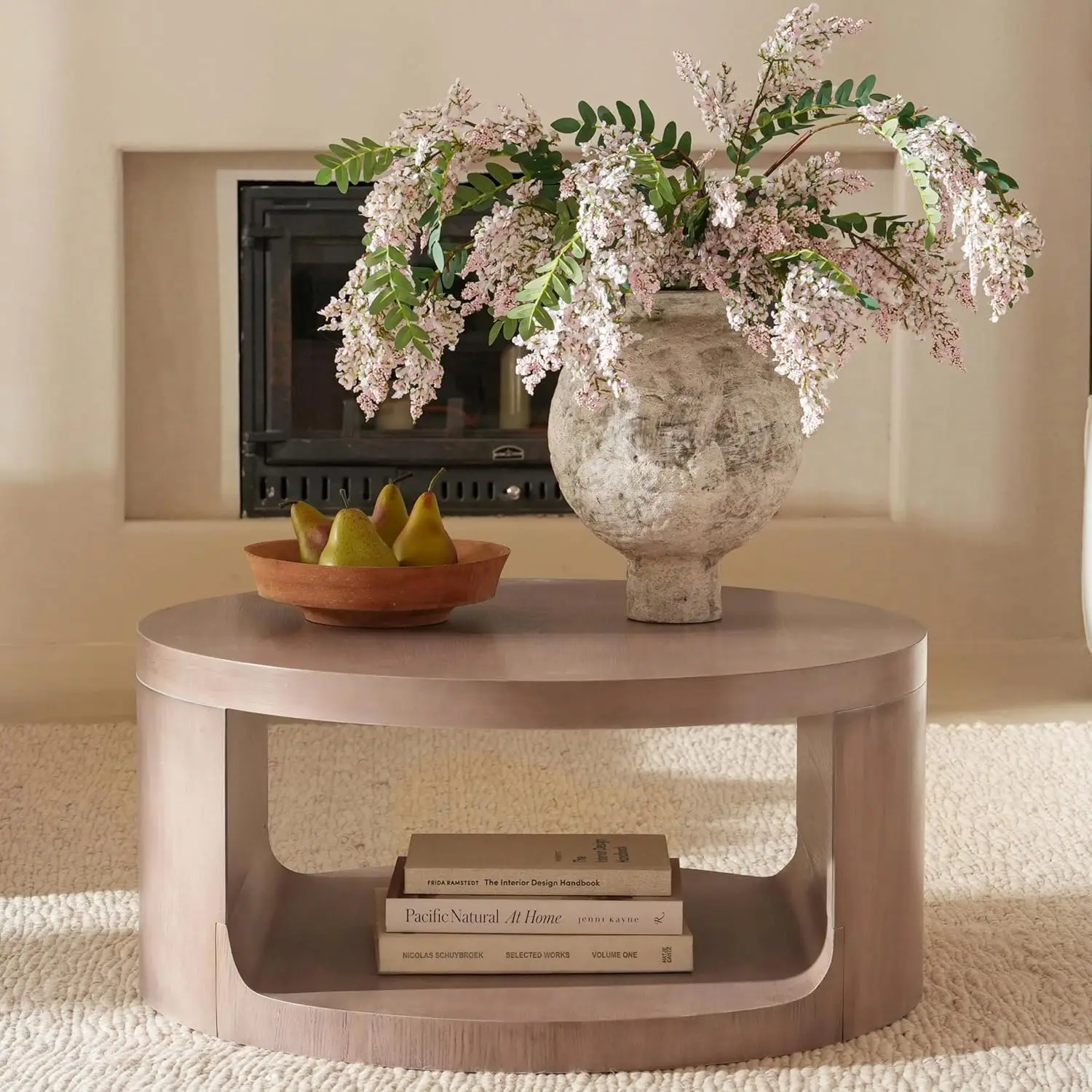 Round Coffee Table with Storage, Modern Living Room Furniture, 31*14in, Customized