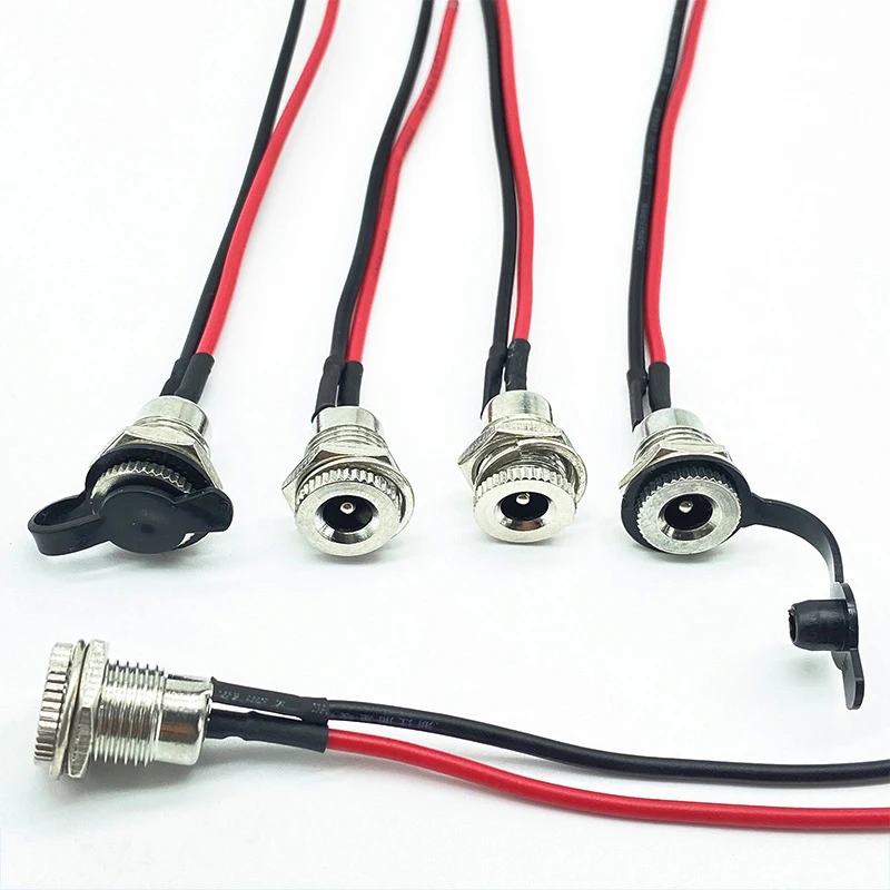 1PCS Metal Male/Female 5.5x2.1mm 5.5X2.5mm DC Power Supply Threaded Charging Socket Jack Panel Mount Connector