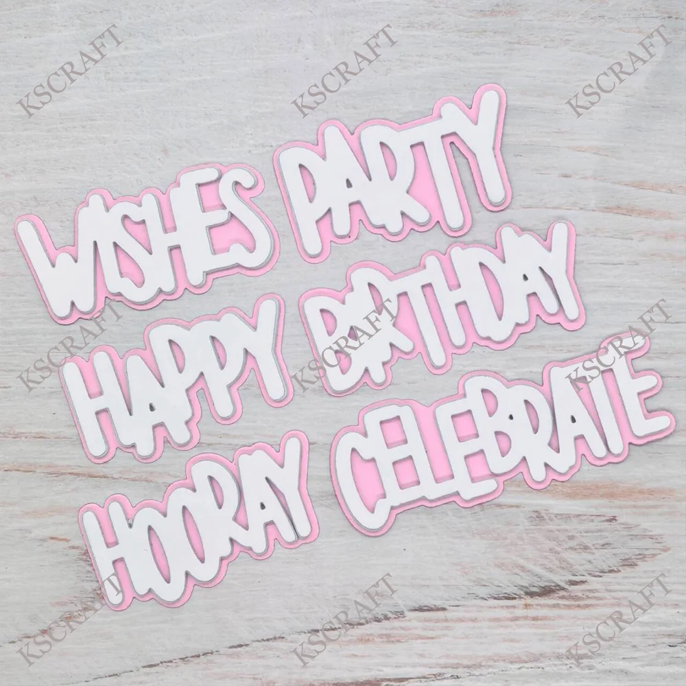 KSCRAFT Bold Birthday Words Cutting Dies Stencils for DIY Scrapbooking Decorative Embossing DIY Paper Cards