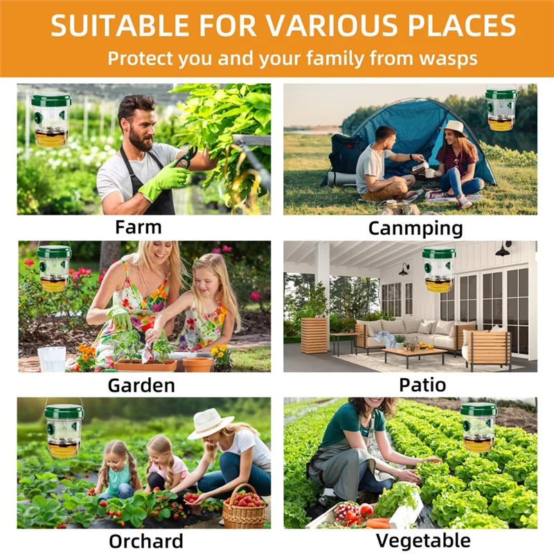 

A88E-Wasp-ловушки для подвешивания на открытом воздухе, комплект из 4-х комплектов плотницких ловушек для пчел на солнечной энергии для улицы