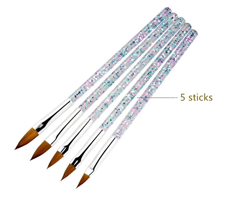 Newest 11/13/15/17/19mm Nail Art Crystal Brush UV Gel Builder Painting Dotting Pen Carving Tips Manicure Salon Tools