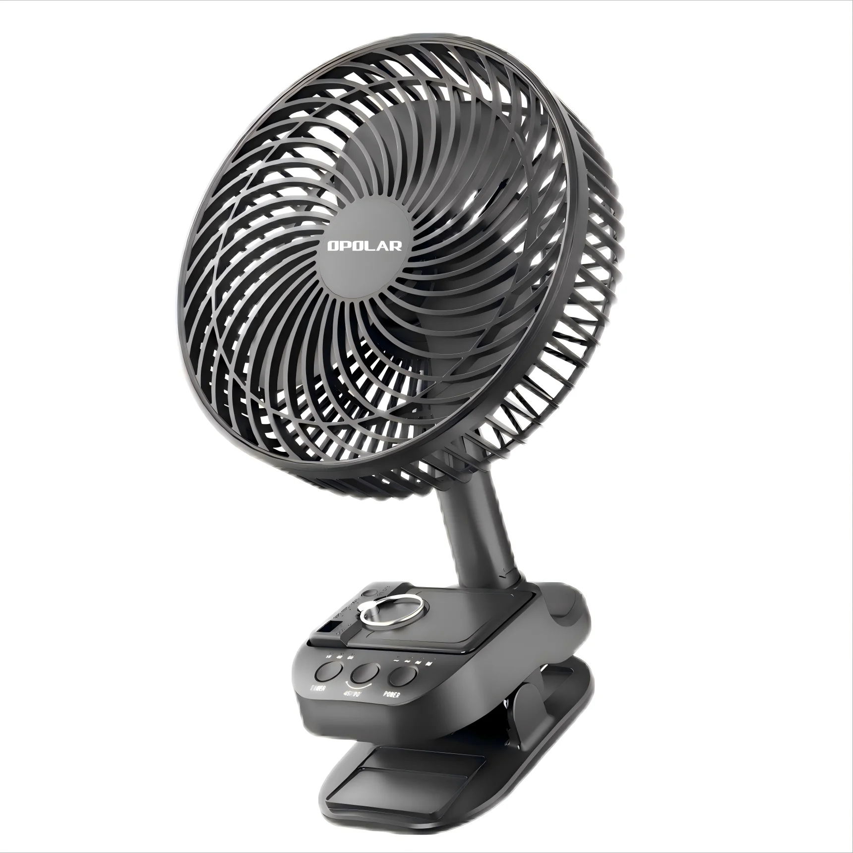 OPOLAR Rechargebale 8inch Portable Fan Auto Oscillation Clip Fan with Hook Removable Battery as Mini Power Bank for Home Outdoor