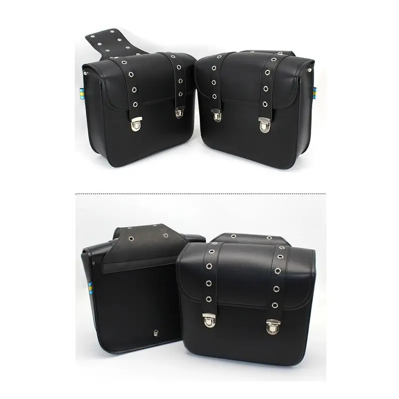 A13Z-1 Pair Motorcycle Retro Saddlebag PU Leather Side Bags Storage Bags Tail Bags For Universal Storage Tool Parts