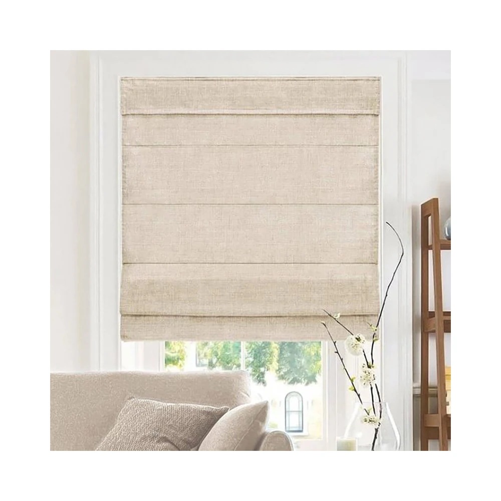 Natural Linen Top Rail Roman Blind Blackout Cordless Roman Shades Linen Fabric Window Blinds for Hotel Home