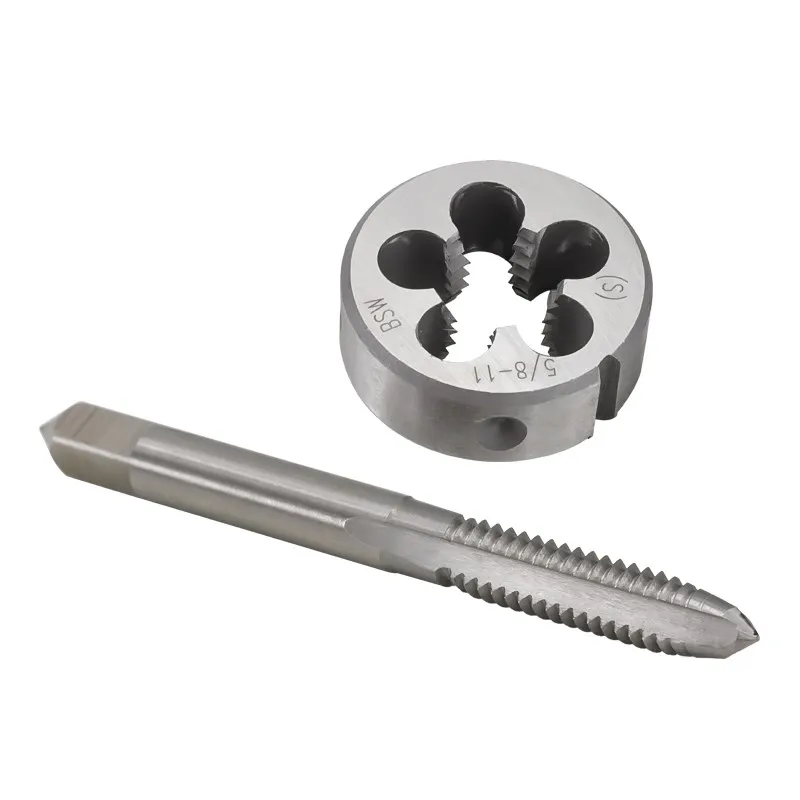  Thread Tap And Round Die Set HSS Screw Tap BSW 5/32-32 3/16-24 1/4-20 5/16-18 1/2-12 5/8-11 Plug Tap Hand Tools 2pcs