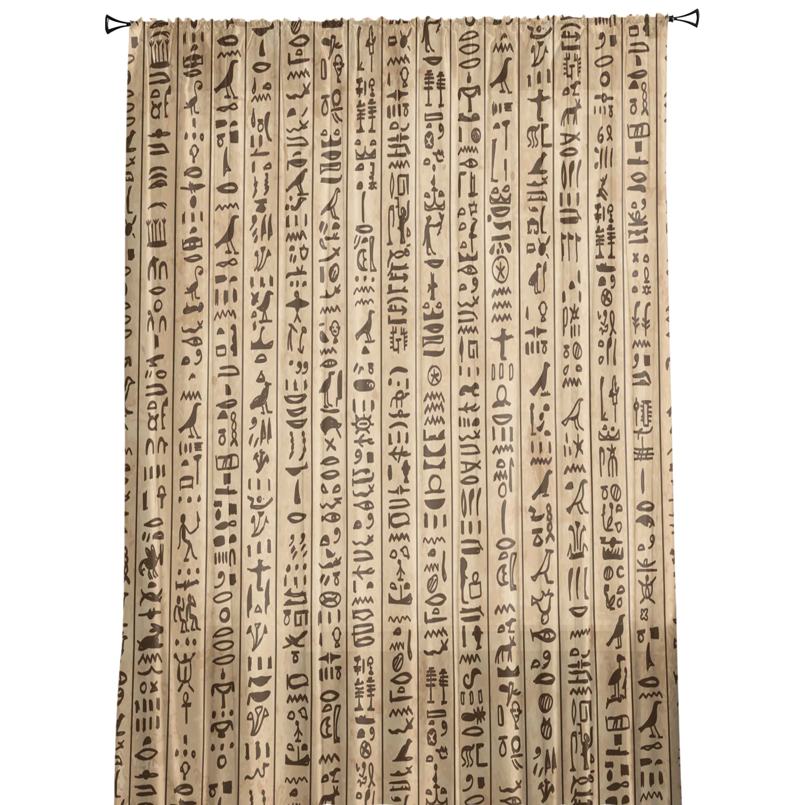 Ancient Egypt Hieroglyphs Retro Style Tulle Sheer Window Curtains for Living Room the Bedroom Voile Decorative Curtains Drapes