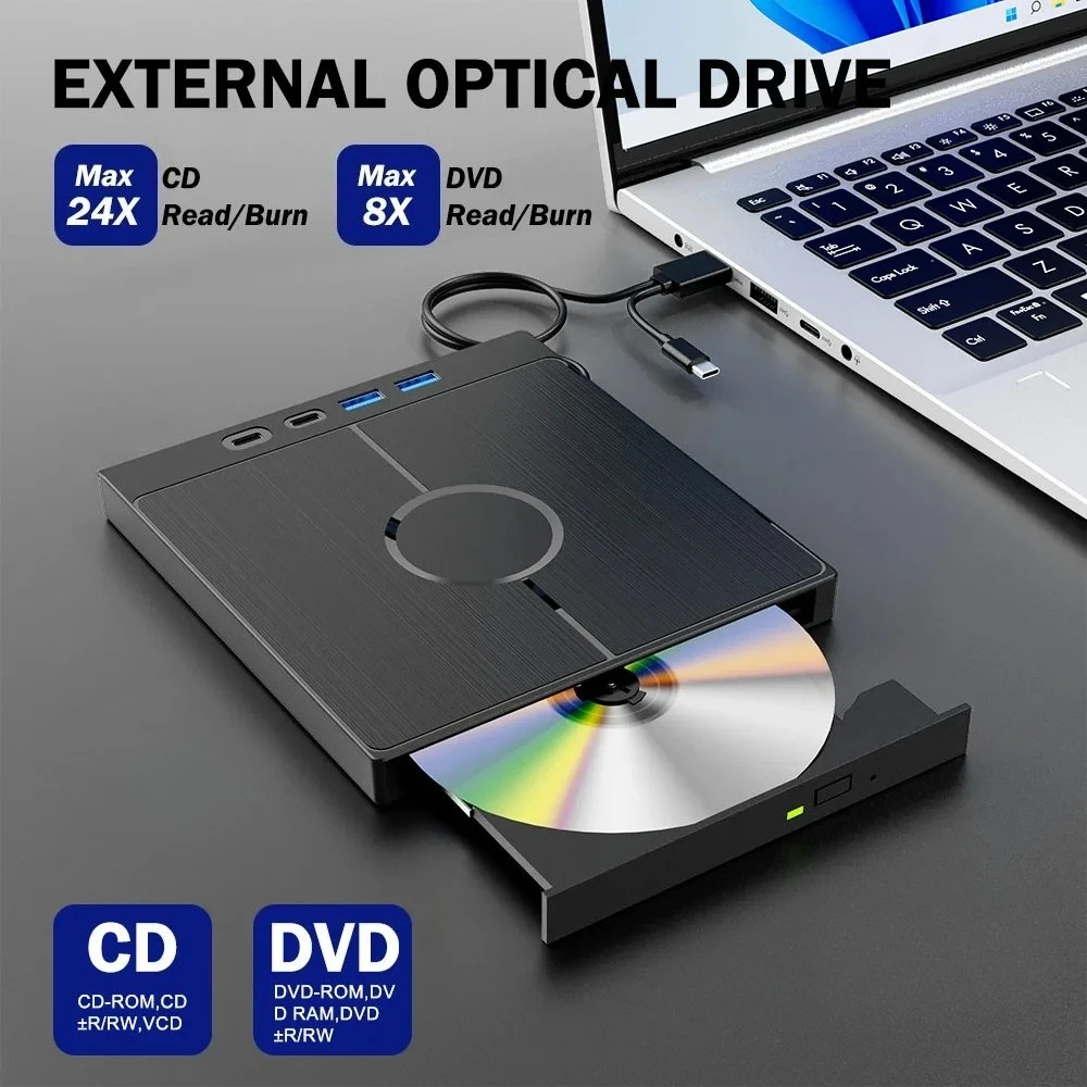 7-in-1-usb-30-type-c-外付けcd-dvd-rwドライブ、ポータブル光学式バーナーリーダーライター、ノートパソコン、windows、mac-pc対応
