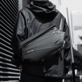 Bolso cruzado de cuero para hombre, iPad de 11 pulgadas, gran capacidad, impermeable, multifunción, hebilla magnética, bolsa para desplazamientos en bicicleta