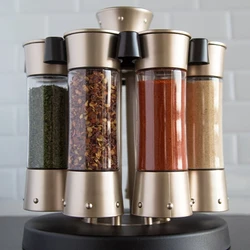 Multi-Purpose 360 Rotating Rack Seasoning Jar for Kitchen Spices Pepper Salt Coffee Sugar Sealed Container Tools 8Pcs/Set