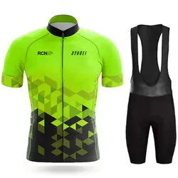 Rcn Rvouei Short Sleeve Jersey Summer Breathable Cycling Clothing Set Bike Wear Bicycle Bib Pants Suit MTB Maillot Ropa Ciclismo