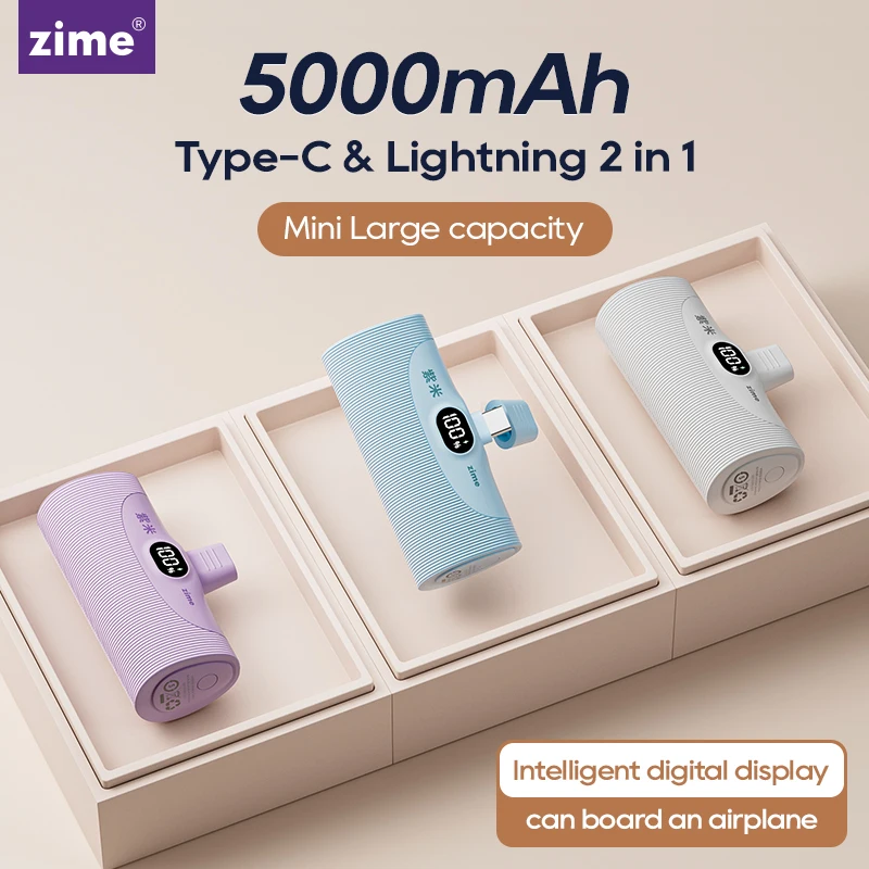 zime mini power bank 5000mAh Fast Charging Portable For For iPhone 16 15 14 Xiaomi Samsung poco External Battery