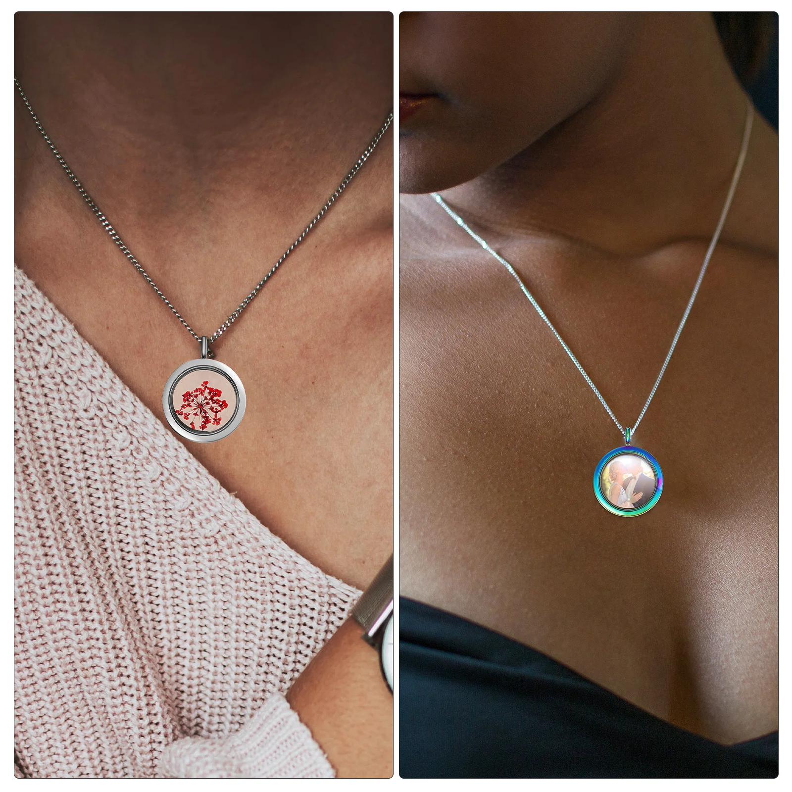 

5Pcs Photo Locket Pendant Clear Transparent Alloy Necklace Charms Personalized Jewelry Making Accessories Locket Pendant Charms