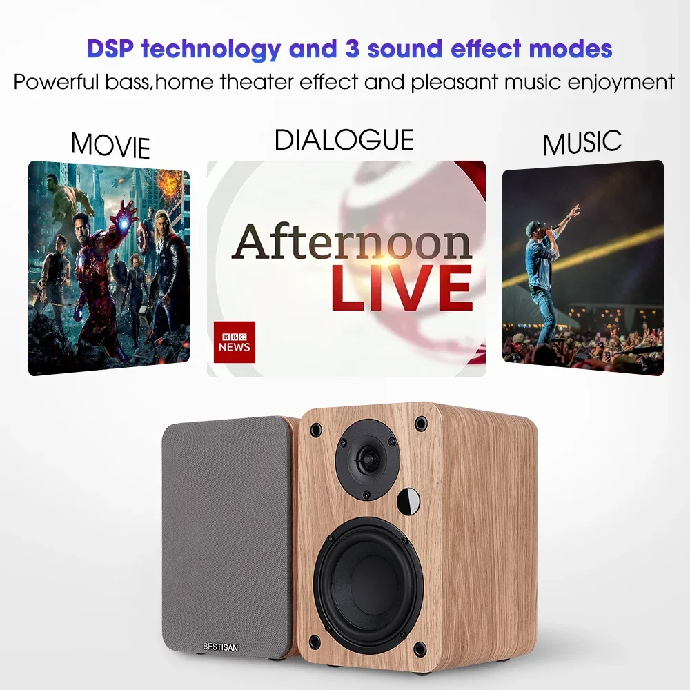 Imagem -03 - Alto-falantes de Madeira com Subwoofer Super Bass Boom Box Alto-falantes Bluetooth Ativos Usb 2.0 Hifi Home Theatre tv pc Music Center 80w