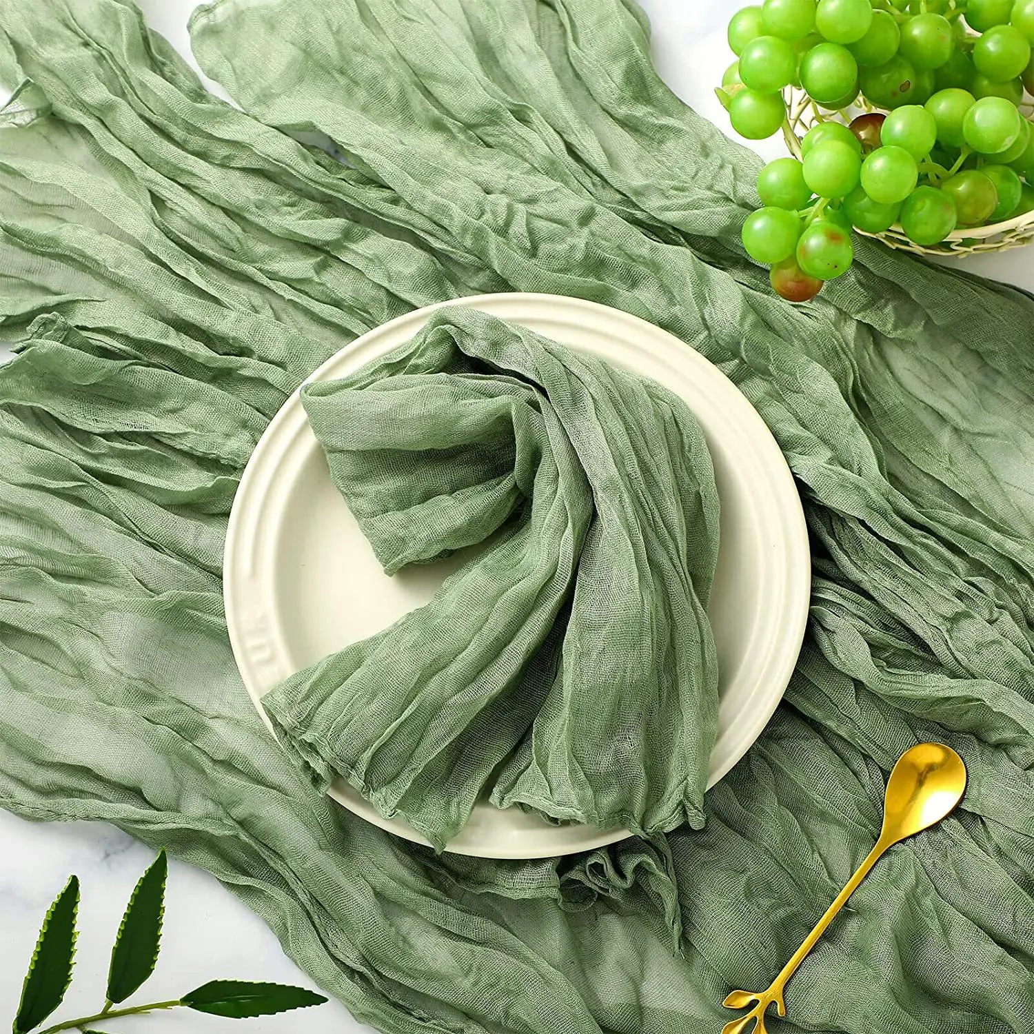 

10PC Sage Gauze Napkin Cheesecloth Table placemats Setting Dining Wedding Party Banquets Christmas Banquets Arches Cake Decor