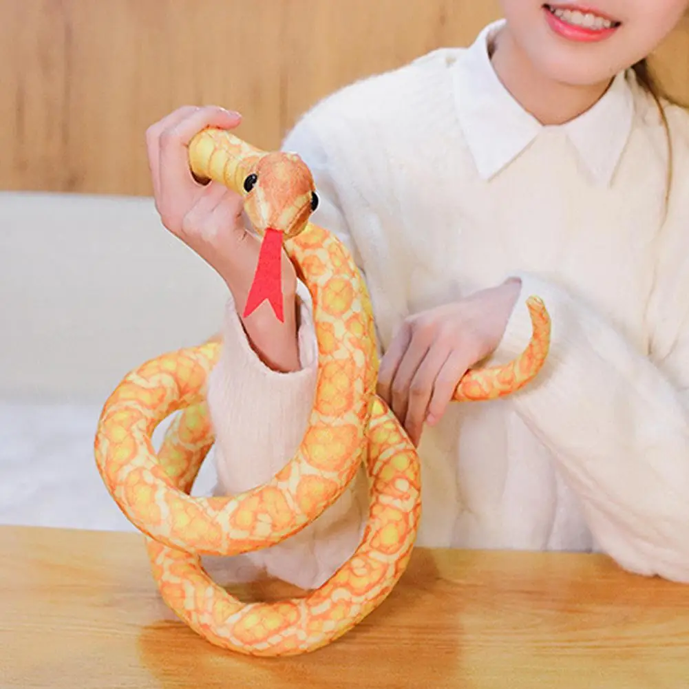 1PCS Giant Snakes Plush Toy Simulation Long Golden Python Stuffed Snake Plushie Children Boys Gift Home Decoration