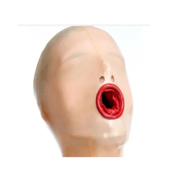

Latex Gummi Rubber Hood with Tongue Back Zipper Fetish Mask