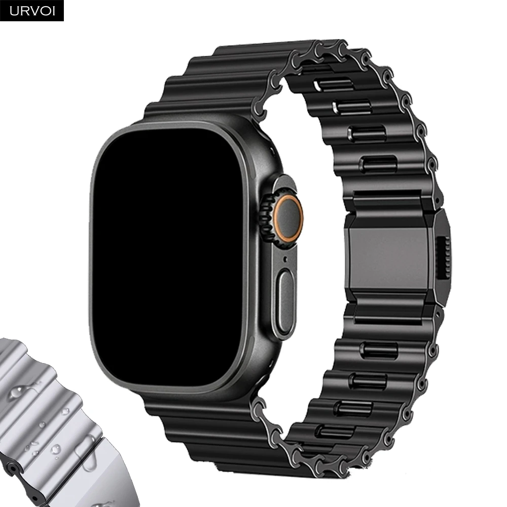 

URVOI Ocean Band для Apple Watch Ultra 3 2 серии 11 10 9 8 SE3 Ремешок из нержавеющей стали 316L с магнитной застежкой, аксессуары для часов 49 мм