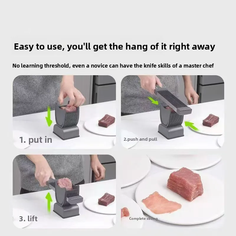 Manual Fresh Meat Slicer Machine, Home Kitchen Cutter for Thin Slices, Shreds, Diced and Minced Meat