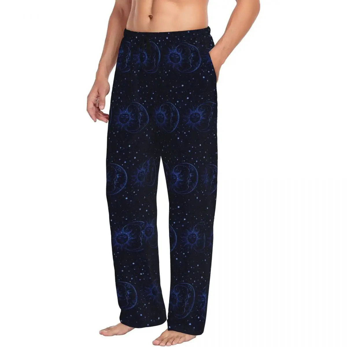 Custom Celestial Mystic Esoteric Magic Sun Moon Pajama Pants Men Sleepwear Sleep Lounge Bottoms with Pockets
