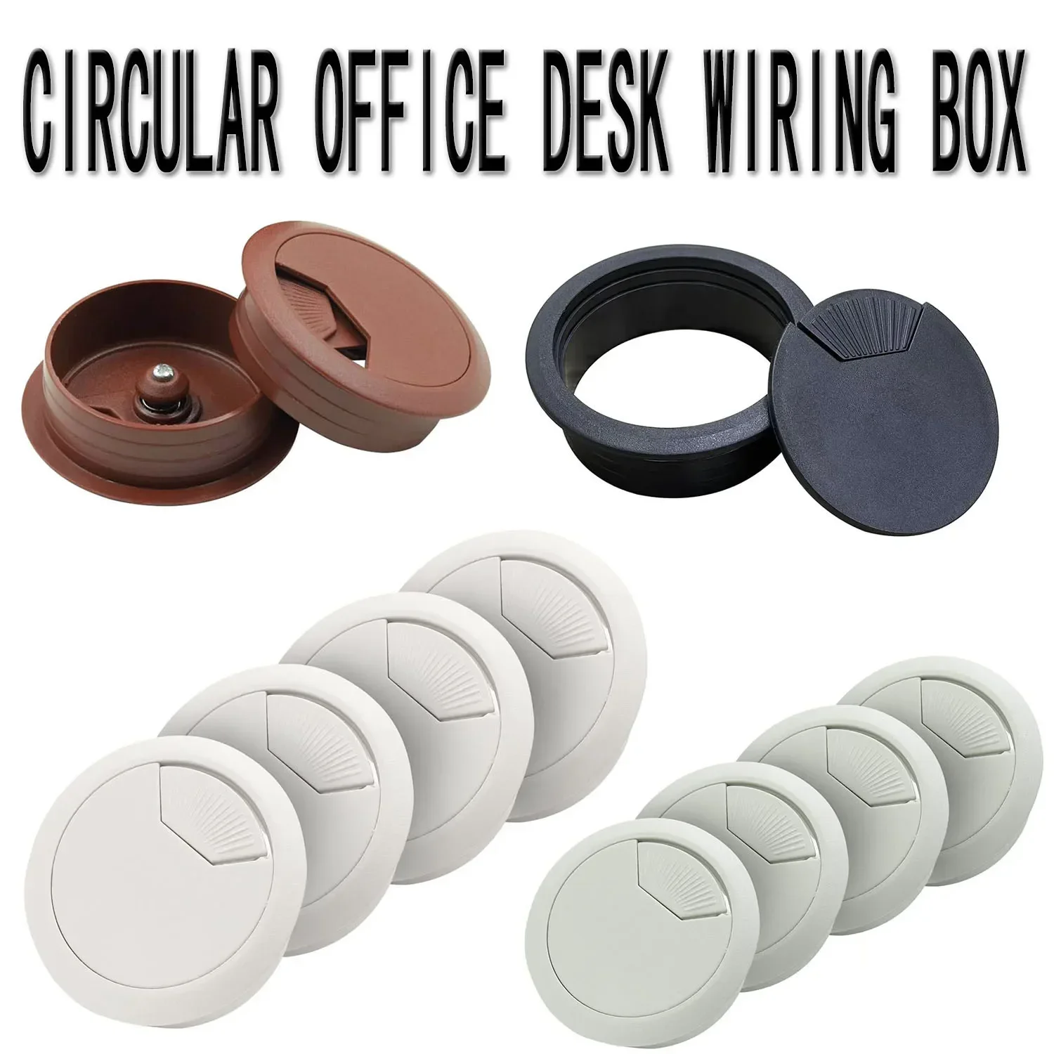 1/2/3/4/5Pcs 50/60/80mm Round Cable Grommet, Plastic Wire Hole Cover for Desk Table PC Computer, Line Outlet Port Organizer