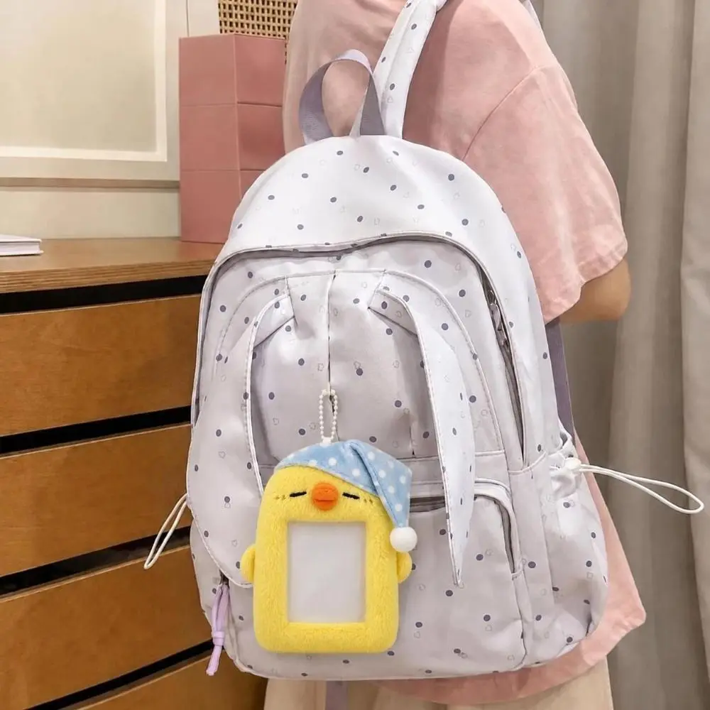 Headphone Cat/Chicken/Fox Photocard Case Cartoon Animals Bag Keychain Photo Card Holder Soft Fluffy