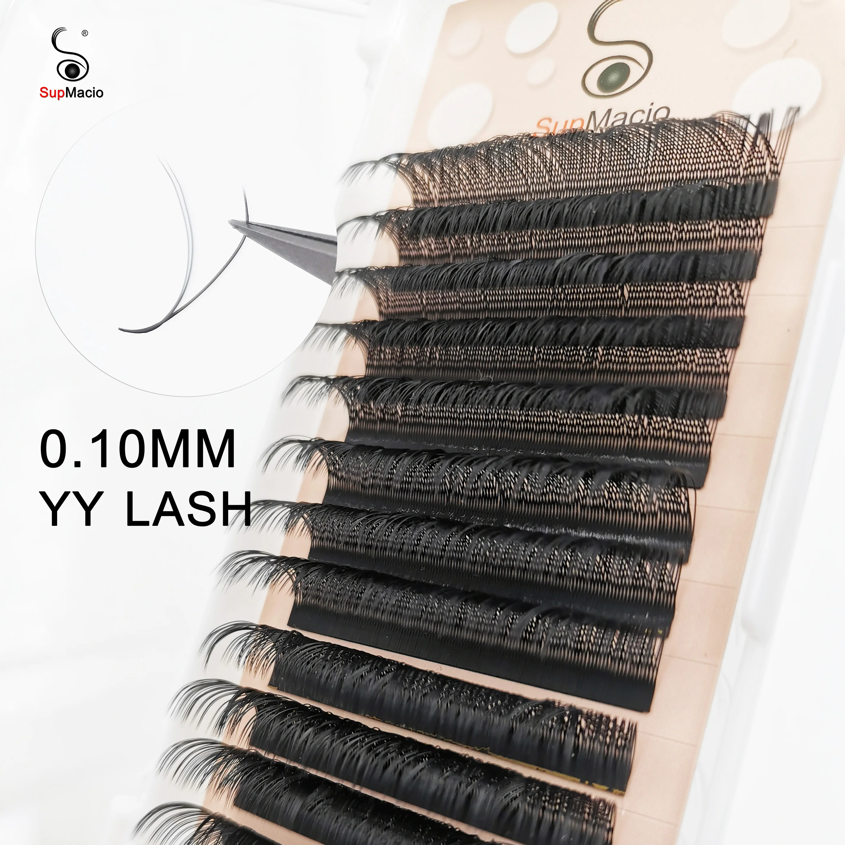 

Supmacio 0.10 mm YY Lash Y Shape Eyelashes Extension Black Two Tips 0.1mm 2D Premade Volume Fans Natural Individual Lashes