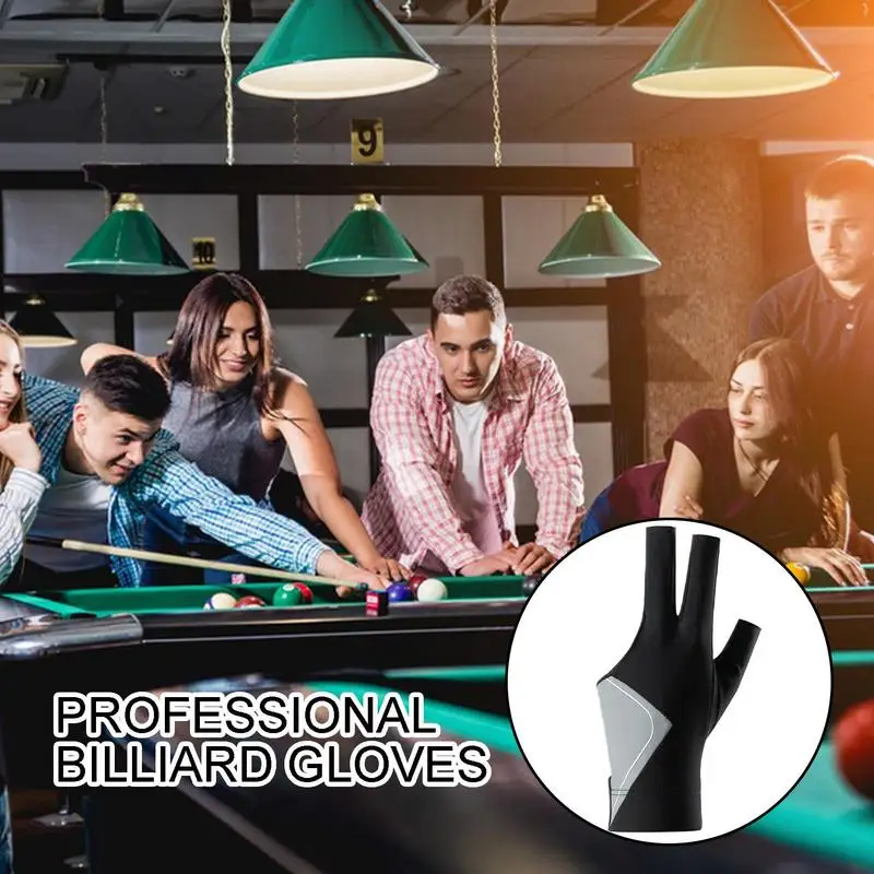 

Billiard Gloves For Men 3 Finger Billiards Glove Left Hand Professional Elastic Breathable Quick Dry Anti-Slip Accessories For