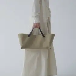 Sac à Main de Luxe en Cuir et Toile Cousue de Grande Capacité, Sacoche à Bandoulière Simple, Tendance Française, Nouvelle Collection 2024