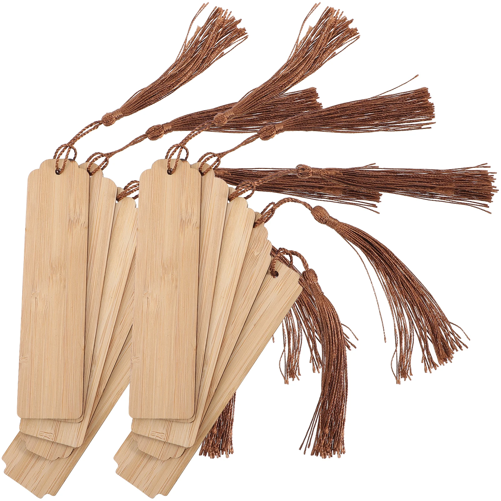 

10 Sets Delicate DIY Bamboo Board Bookmark Student Bookmarks Blank Markers Unfinished Wood