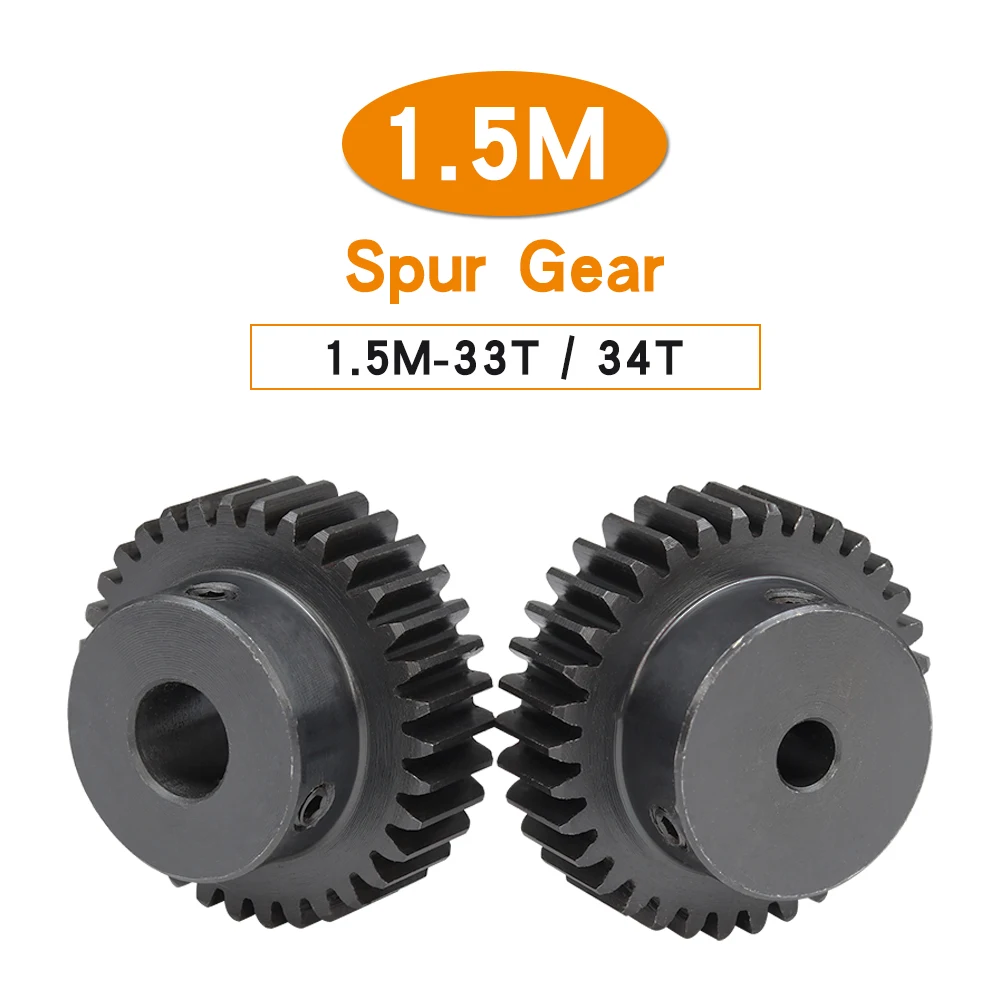 Pinion Gear 1.5 M33T/34T  Bore 8/10/12/14 mm Motor Gear Blackening SC45#Carbon Steel Teeth Height 15mm Transmission Accessories