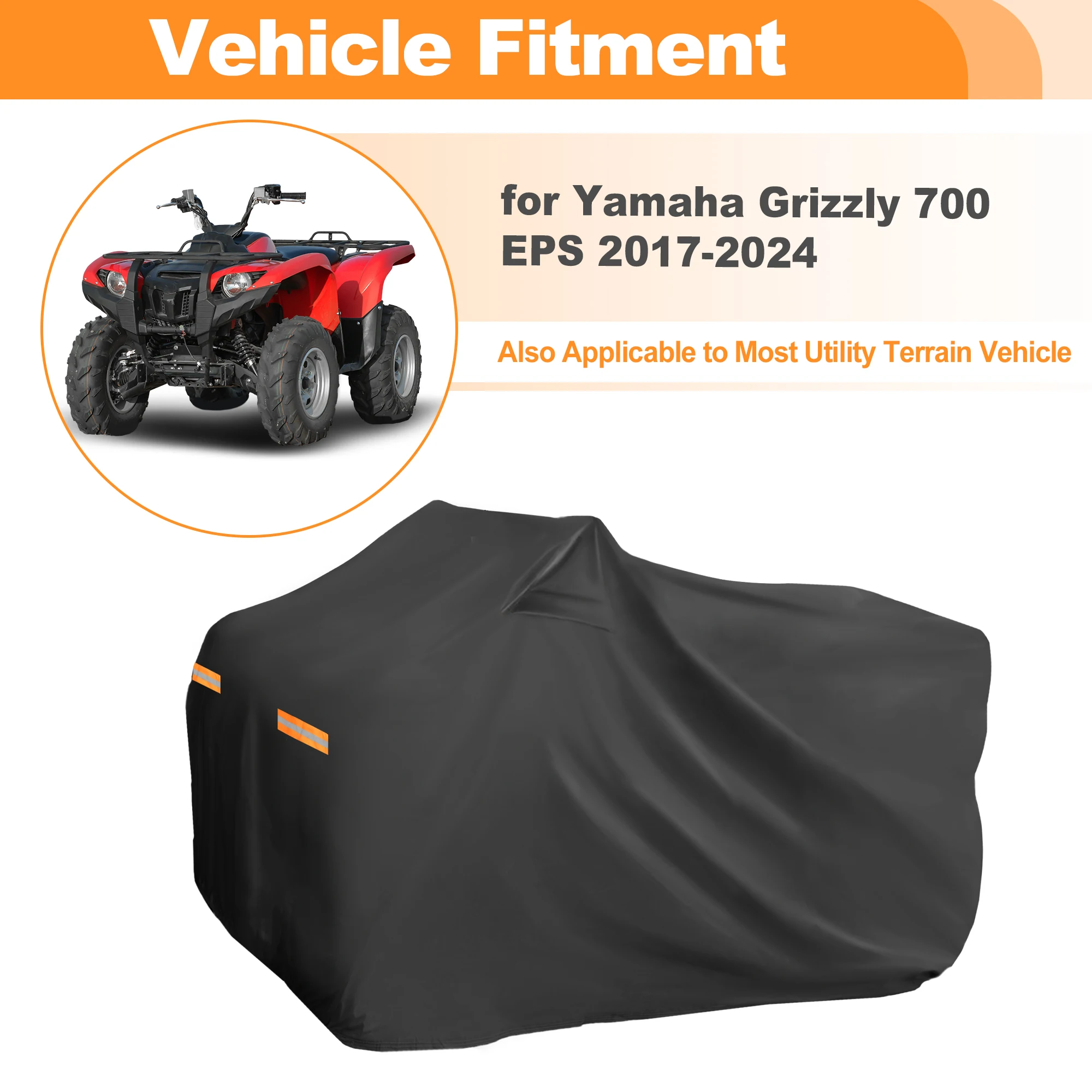 UXCELL Waterproof Oxford ATV Cover 4 Wheelers Quad Cover for Yamaha Grizzly 700 EPS BK