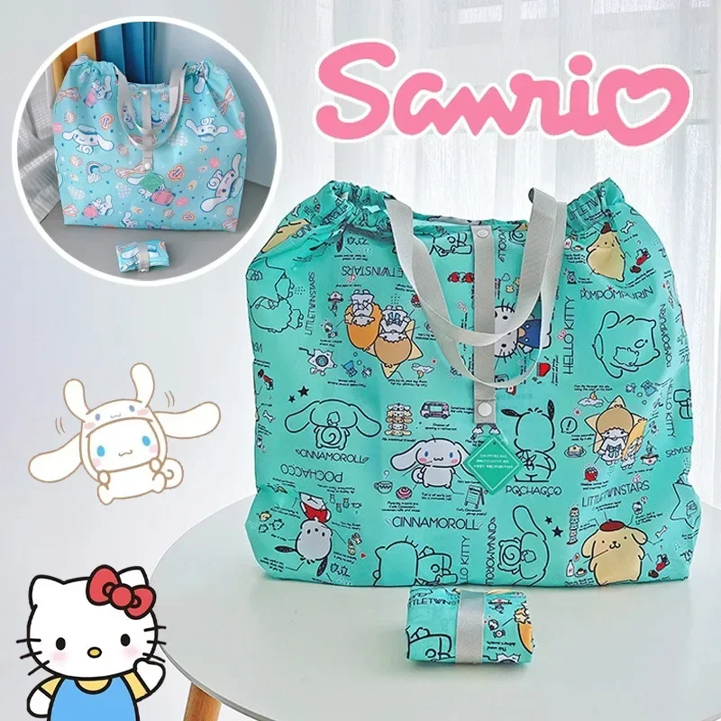 Sanrio Hello Kitty Thick Large Tote ECO Reusable Cute Portable Shoulder Bag Women\'s Handbags Folding Pouch Shopping Bag Foldable