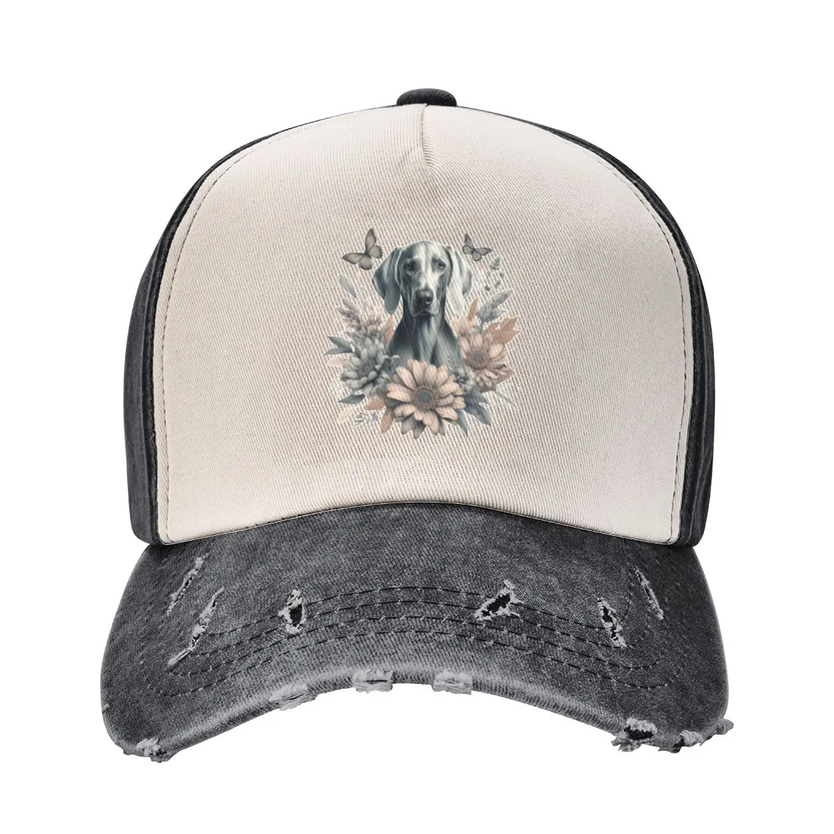 

Coquette Weimaraner Floral Art with Butterflies - Design Nr. 188 Baseball Cap Anime Hat Cosplay Christmas Hat Mens Women's