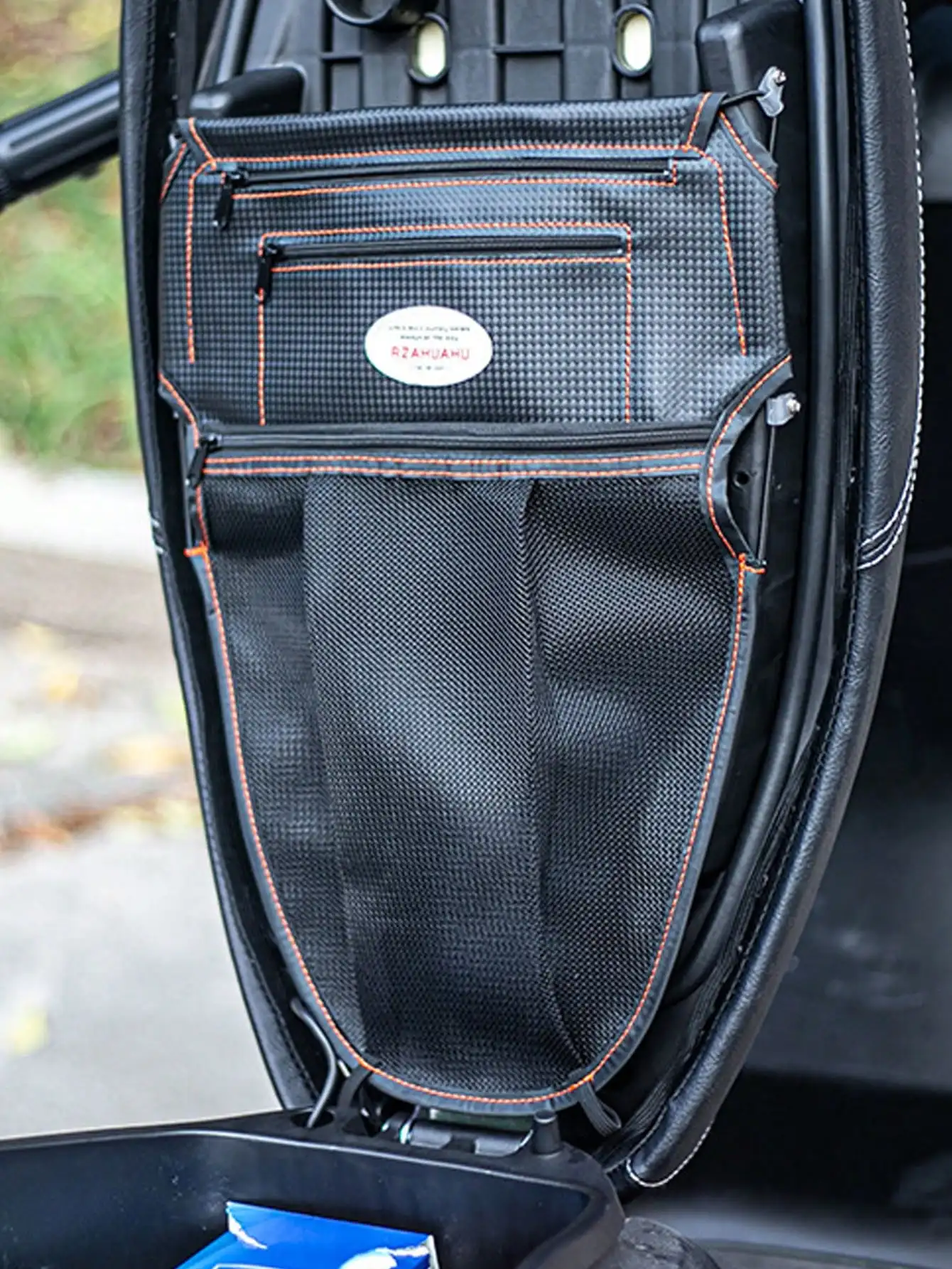 1 Pcs Black Motorcycle Storage Bag - Waterproof & Scratch Resistant, Multi-pocket Design, Detachable Shoulder Strap Design