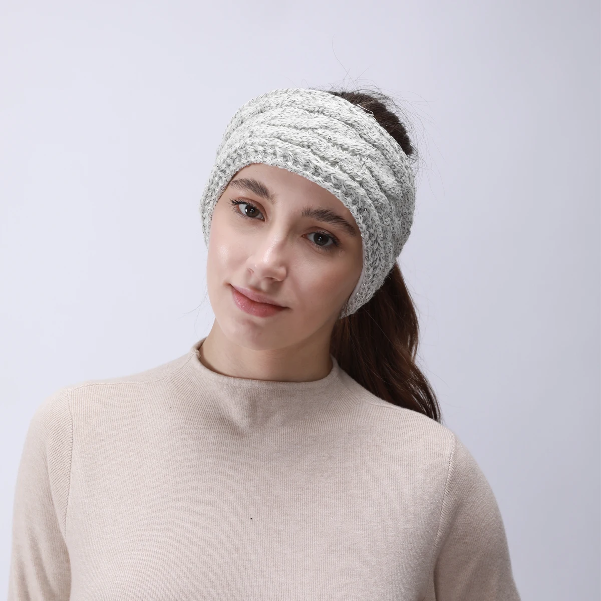 Women Cotton Blend Knitted Headband Solid Color Soft Elastic Fashionable Durable Minimalist Daily Makeup Outdoor Travel Use Wear