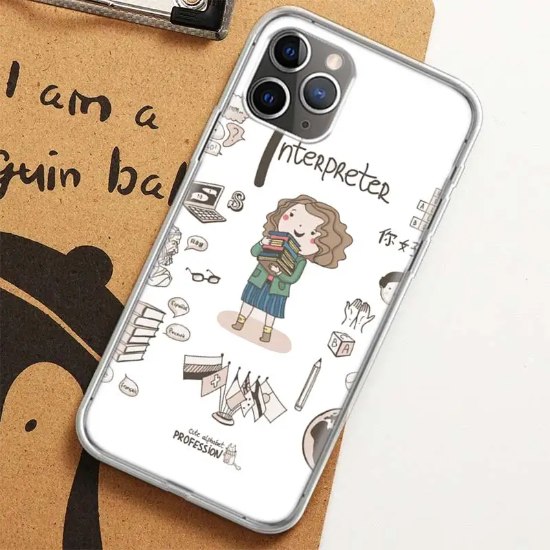 Hot Teacher Artist Chemist Doctor Judge Case for iPhone 12 13 Mini 14 Plus 15 16 Pro Max 11 X XS Max Clear TPU Protecti