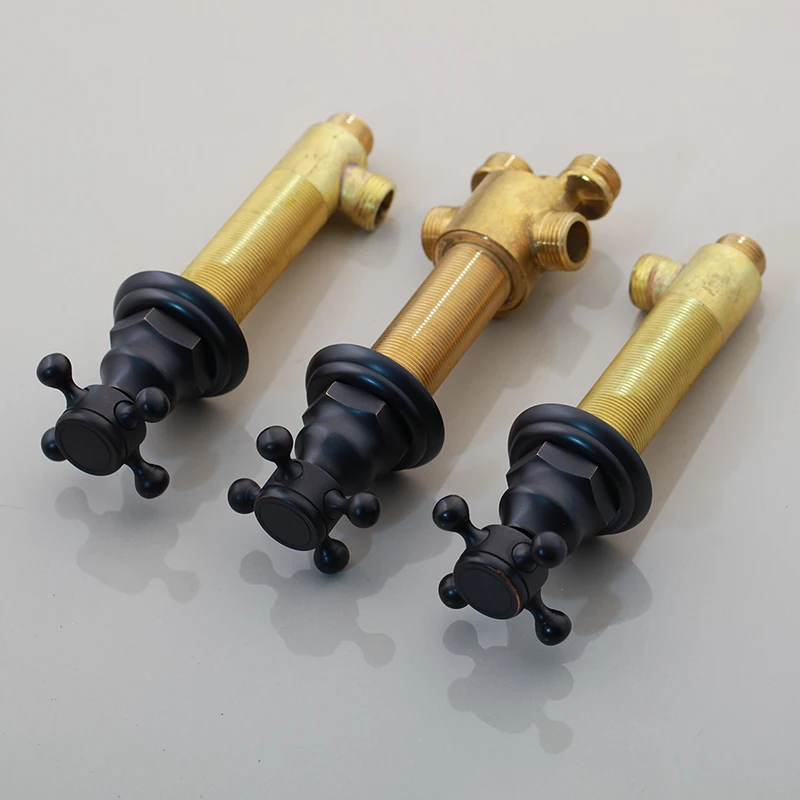 Monite Antique Golden Water Control Valve Bathroom 3 pieces Bidet Faucet Control Mixer Valve Tap Handle Bathroom Accessaries