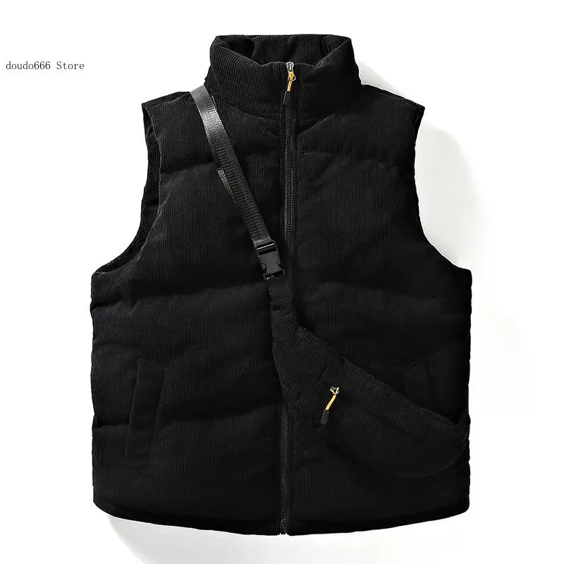 Winter Vest Fashion Harajuku Sleeveless Men\'s Warm Thickened Jacket Backpack Corduroy Men\'s Casual Jacket