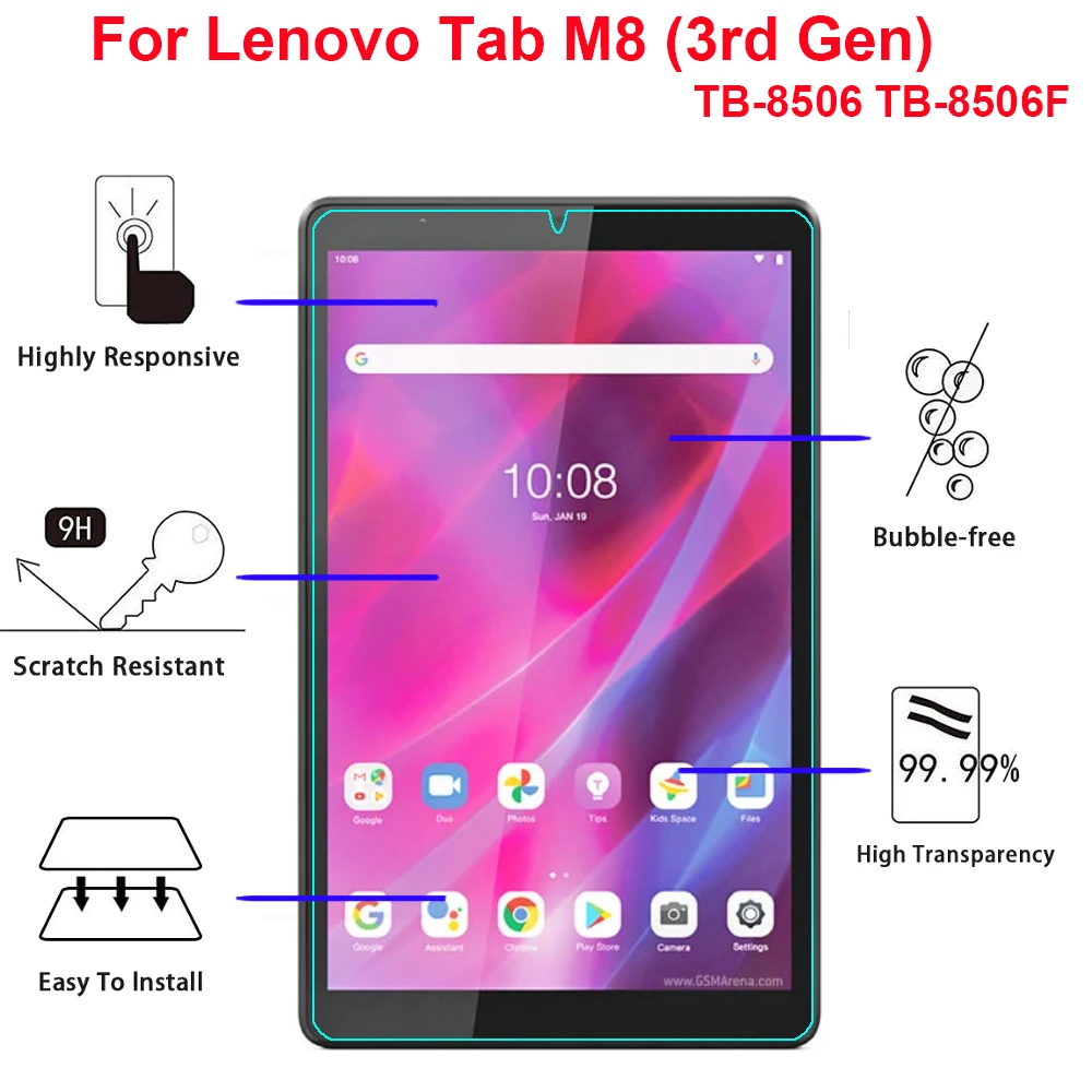 Tempered Glass For Lenovo Tab M8 (3rd Gen) TB-8506 TB-8506F Screen Protector Tablet Protective Film