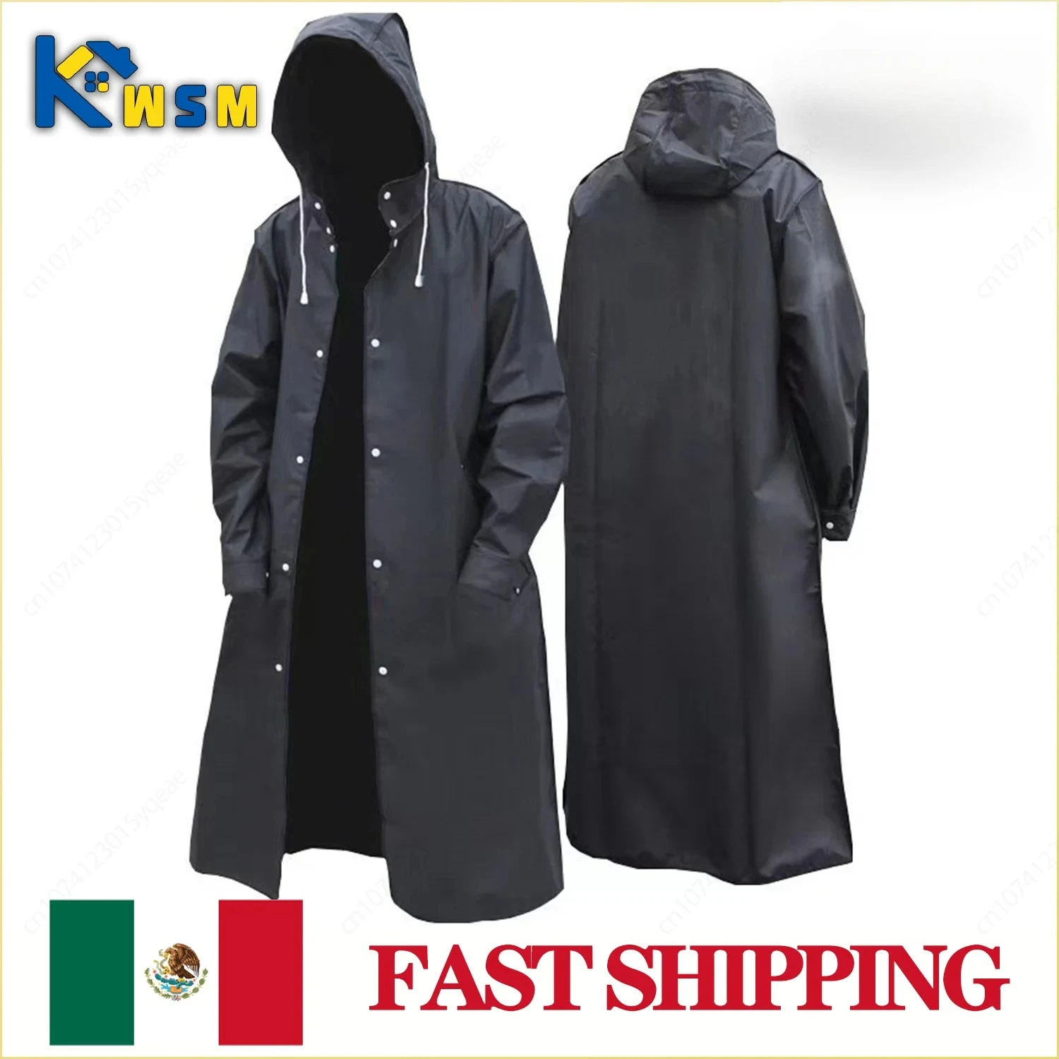 1 قطعة معطف واق من المطر الأسود الكبار سترة واقية نمط معطف واقي من المطر يندبروف مقنعين معطف واقي من المطر أطول وسميكة الصيد معطف المطر