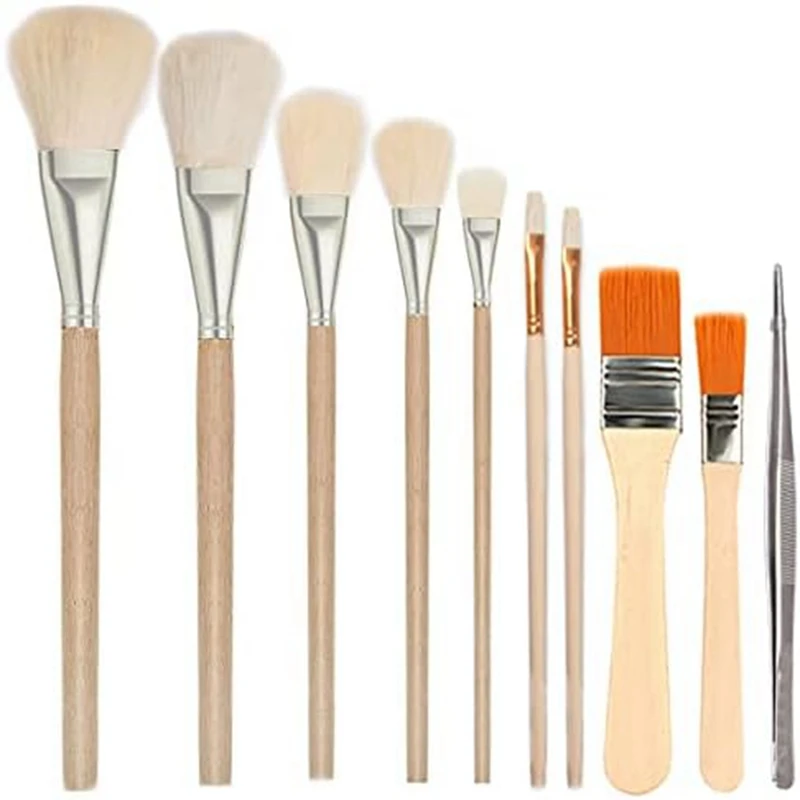 7Piece Gold Plated Brush Set Assorted Sizes Leaf Goat Hair Brushes Metallic Foil Brushes Foil Paper Art Craft Supplies