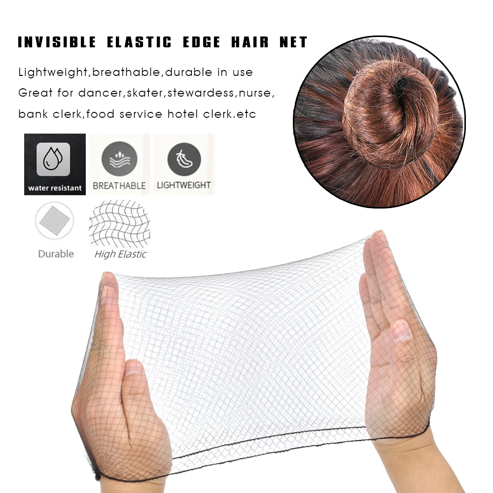 Invisível durável Elastic Honeycomb para Food Service, Confortável elástico Nylon cabelo Net, Ballet Bun, 21 em, 100 PCs/Lot