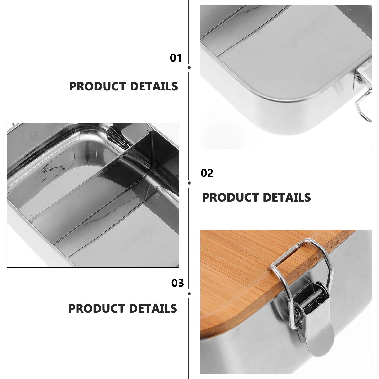 

Stainless Steel Bento Box With Wooden Lid Sushi Food Container Leakproof Lunch Box For Camping Picnic Work School Portable Food