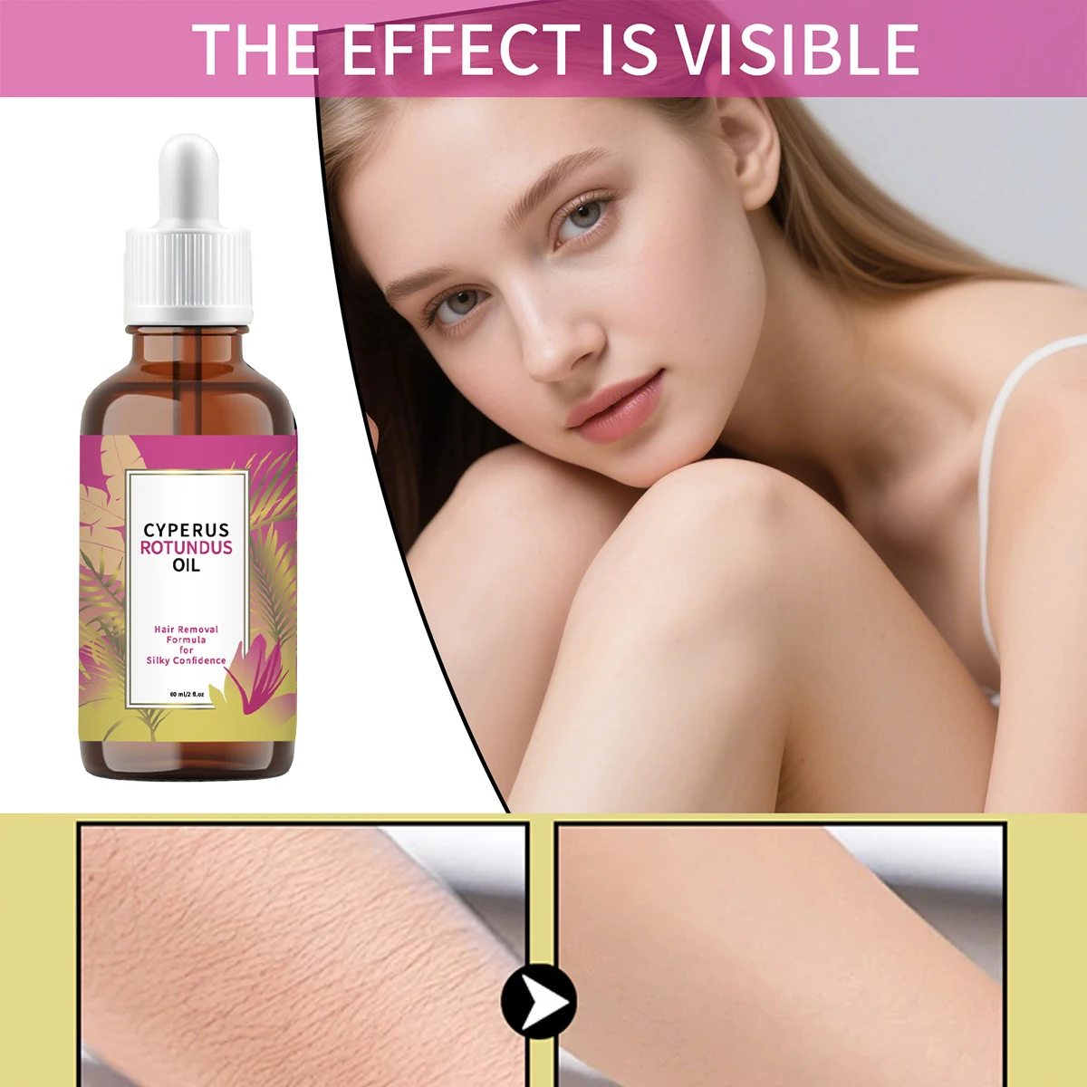 Cyperus Rotundus Post-Hair Removal Care Oil, Gentle Nourishing and Moisturizing Body Moisturizing Massage Essence Oil
