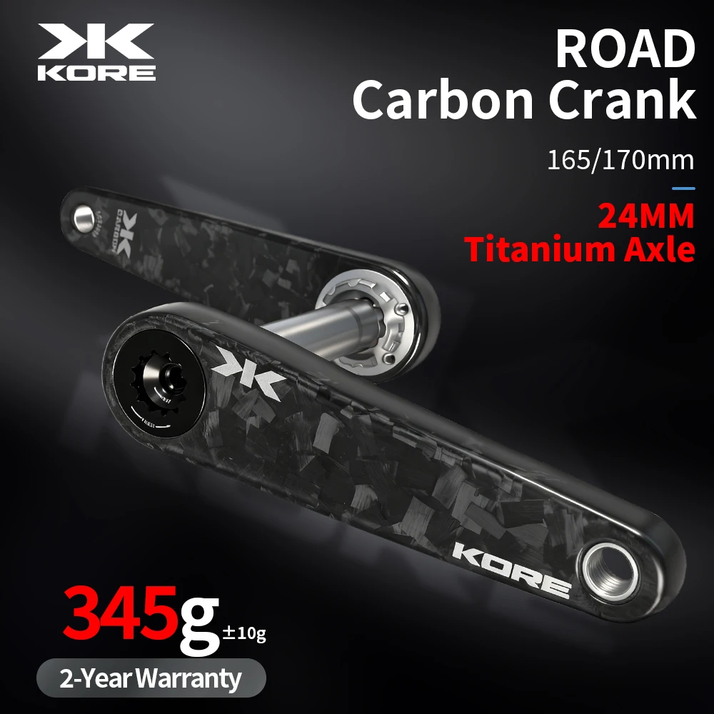 

KORE T800 Carbon Road Bike Crankset 345g Ultra Light, 24mm Titanium Alloy Axle Spindle, for Shimano for SRAM Hollowtech