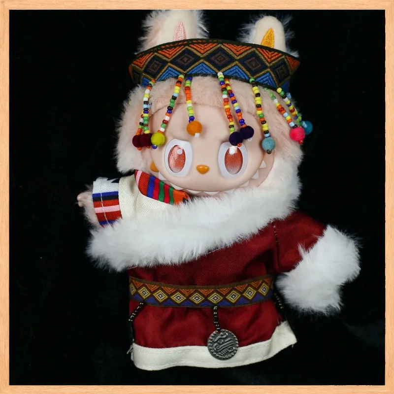 

17 см хлопковая кукла, тибетский костюм, комплект, красные, синие наряды для кукол Labubu, подарок без атрибутов для любителей кукол