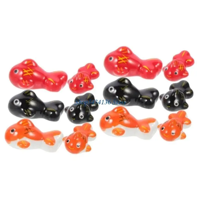 H7ED 8Pieces Ceramic Chopstick Holder Fish-Shaped Chopsticks Shelf Animal Decor