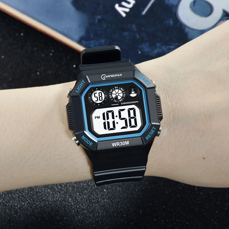 BK69 Модные мужские часы, многофункциональные студенческие часы, ночник, водонепроницаемые электронные часы, спортивные часы для мужчин